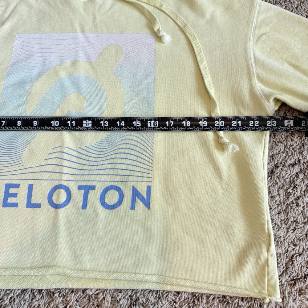 Peloton Cropped Hoodie Sweatshirt Size M Pastel Yellow Green‎ Athleisure - Picture 10 of 11